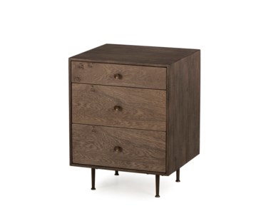 Matilda Nightstand - 3 Drawer / Silver